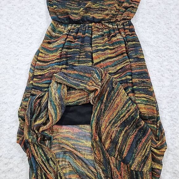 Lush Multicolor Flowy Maxi Dress Womens Medium Hippie Festival Boho Brush Stroke - Picture 7 of 9